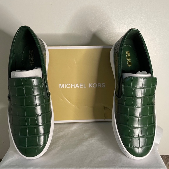 Michael Kors - Keaton Crocodile Embossed Slip on Sneaker-US Size 7.5M/Moss Green - Picture 7 of 16